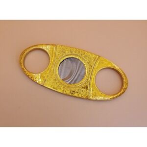 Gold Guillotine Double Blade Cigar Cutter - Gold - New